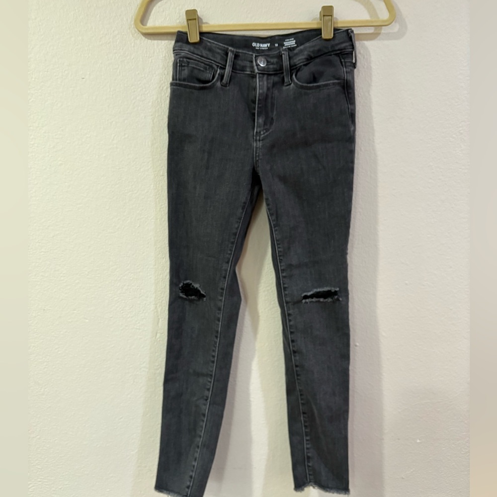 Old Navy Girls Charcoal Distressed Skinny Jeans